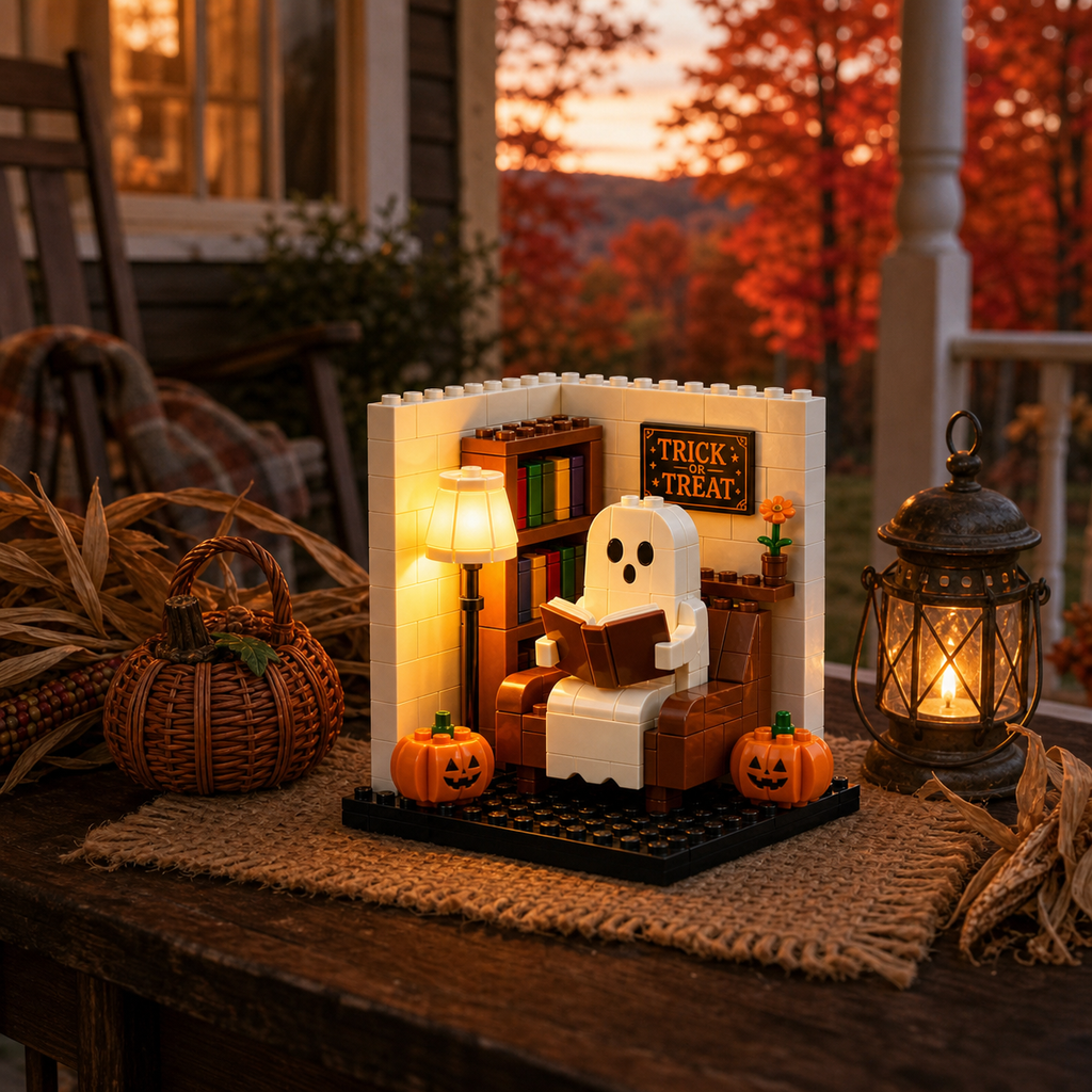 👻 Cozy Light-Up Reading Ghost Nook Brick Kit