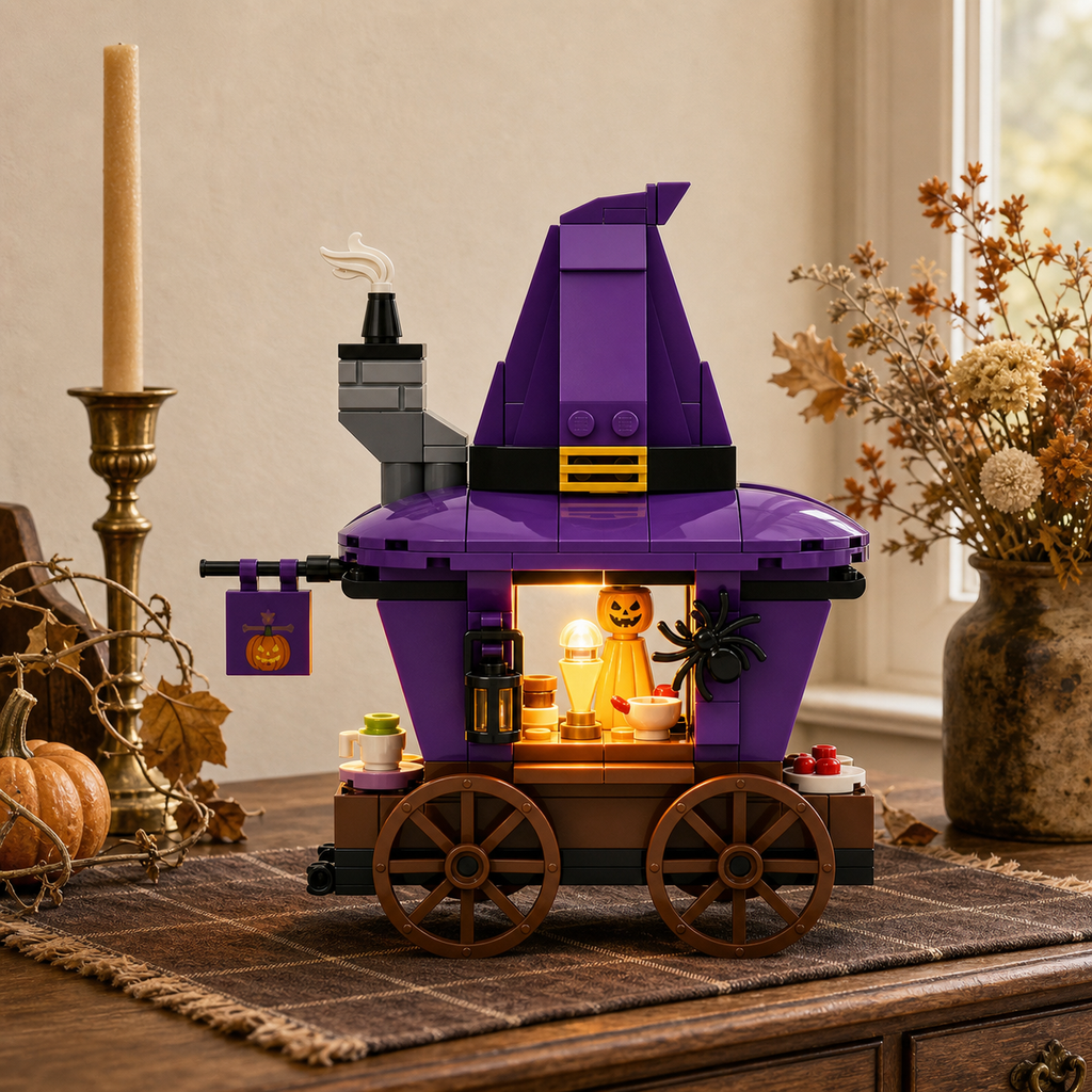 🧙‍♀️ Witch Hat Halloween Treat Cart Brick Kit