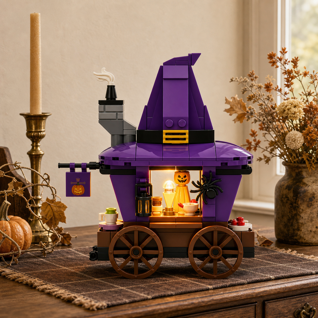 🧙‍♀️ Witch Hat Halloween Treat Cart Brick Kit