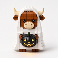 🐮👻 Midnight Pumpkin Highland Cow Ghost Brick Set 🎃✨