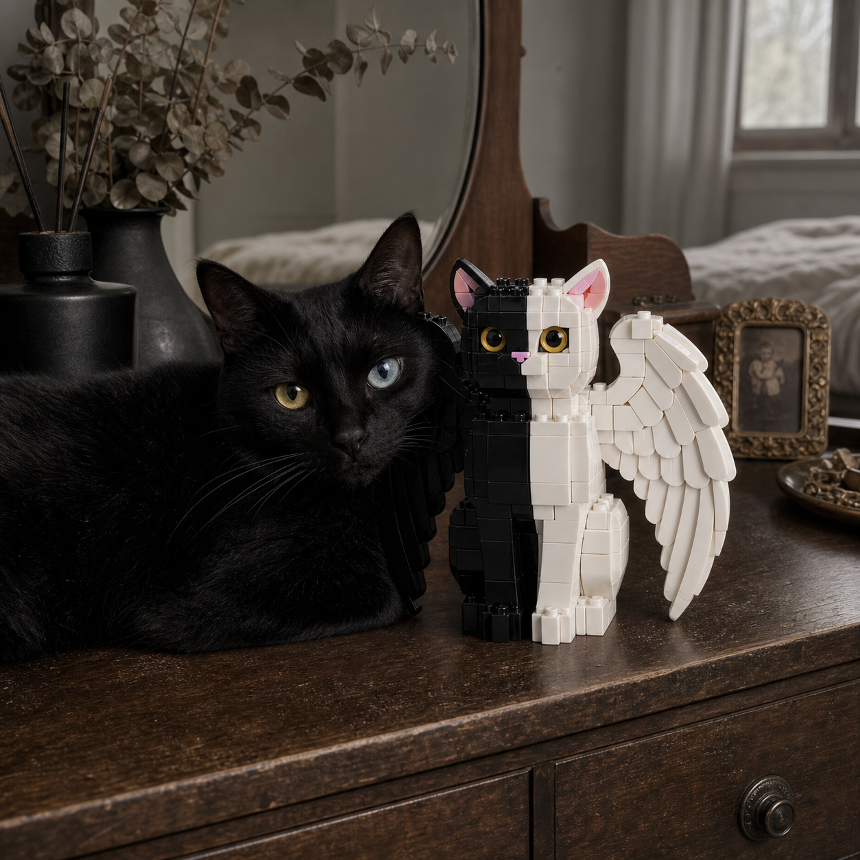 🐈 Dual-Tone Winged Split Cat Brick Building Kit