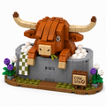 Highland Cow Spa Brick Set | Funny Farm Animal Bath Display Building Kit for Adults