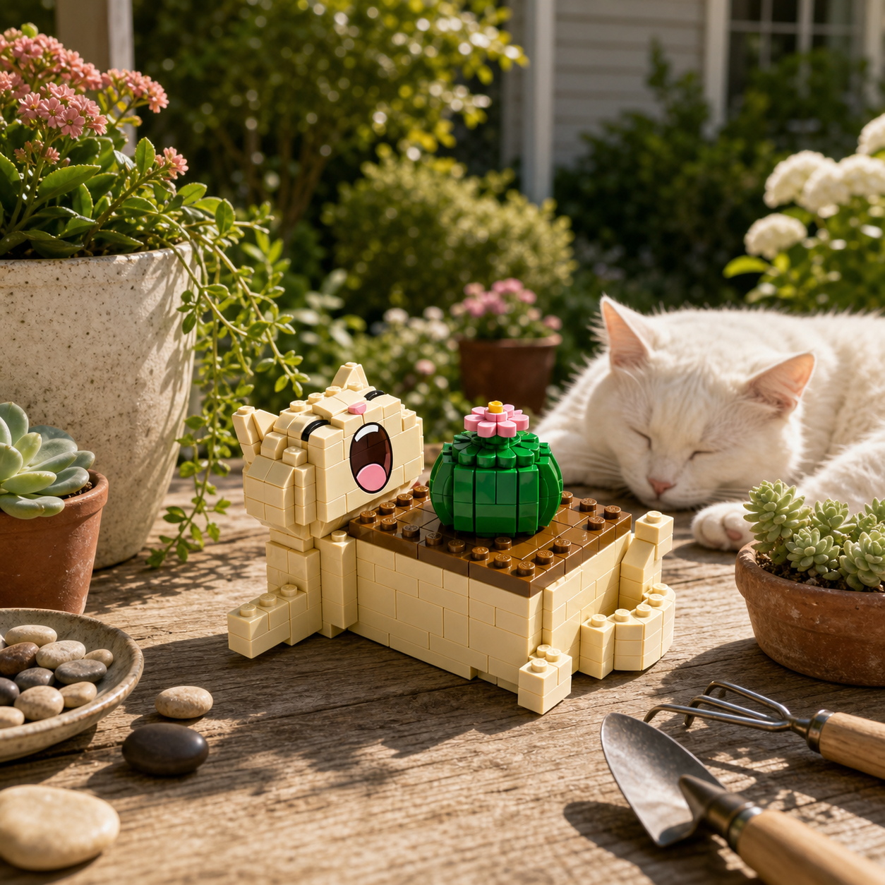 Cozy Cat & Cactus Building Block Set 🐱🌵