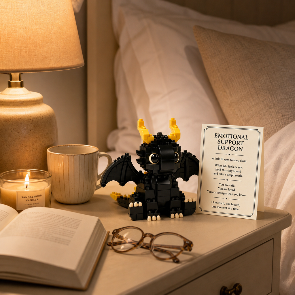 🖤 Emotional Support Dragon Brick Kit with Encouragement Card