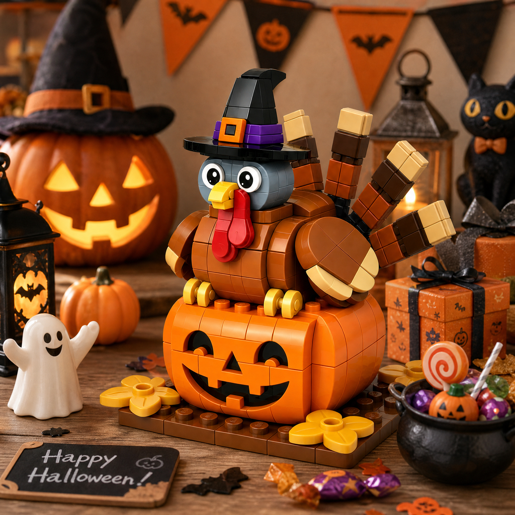 🦃🎃 Halloween Pumpkin Turkey Brick Set 🧙‍♀️✨