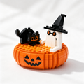 Cool Ghost & Black Cat Jack-o'-Lantern Halloween Building Blocks