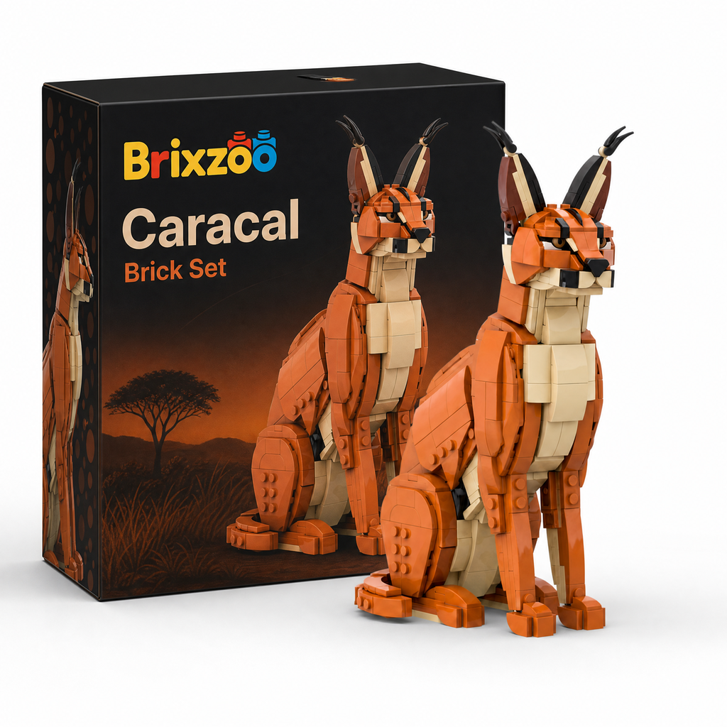 Caracal Brick Set | Elegant Wild Cat Display Building Kit for Adults
