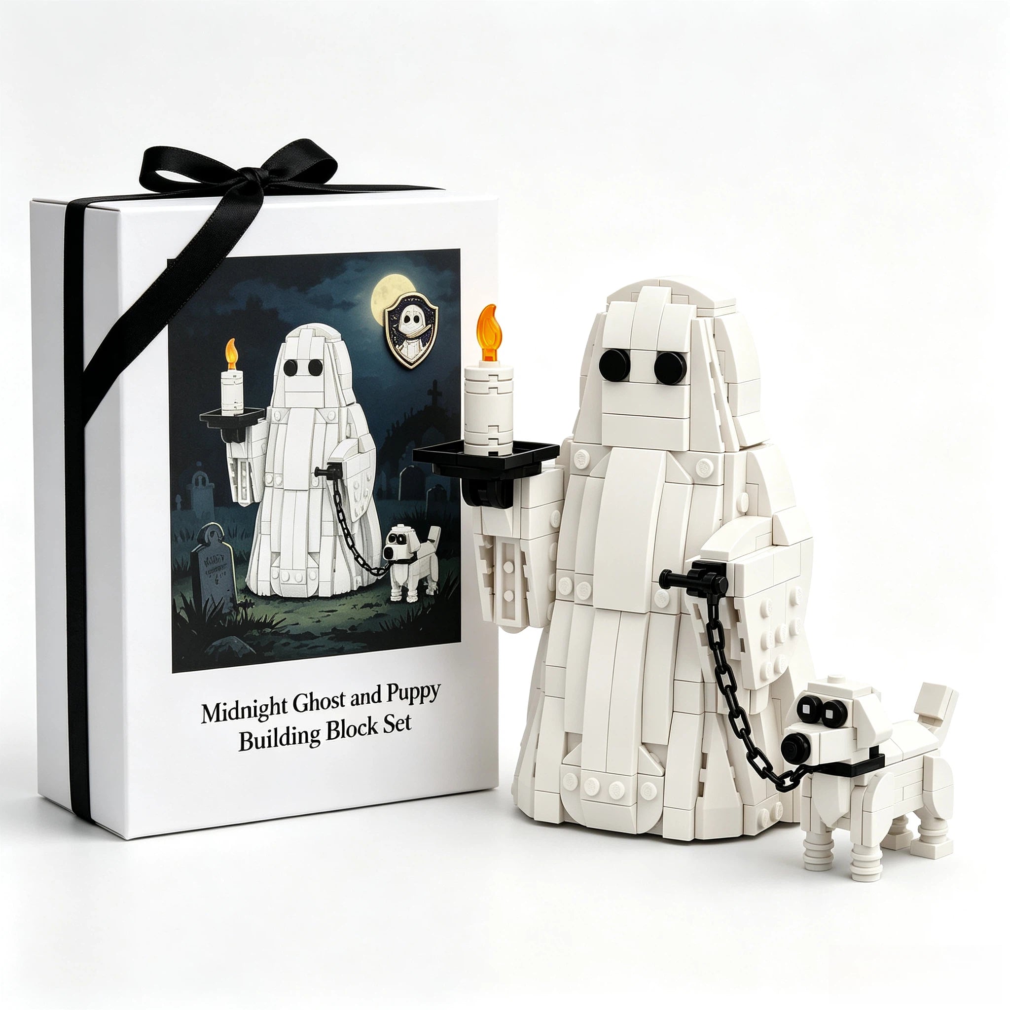 Midnight Ghost and Puppy Building Block Set 🕯️👻