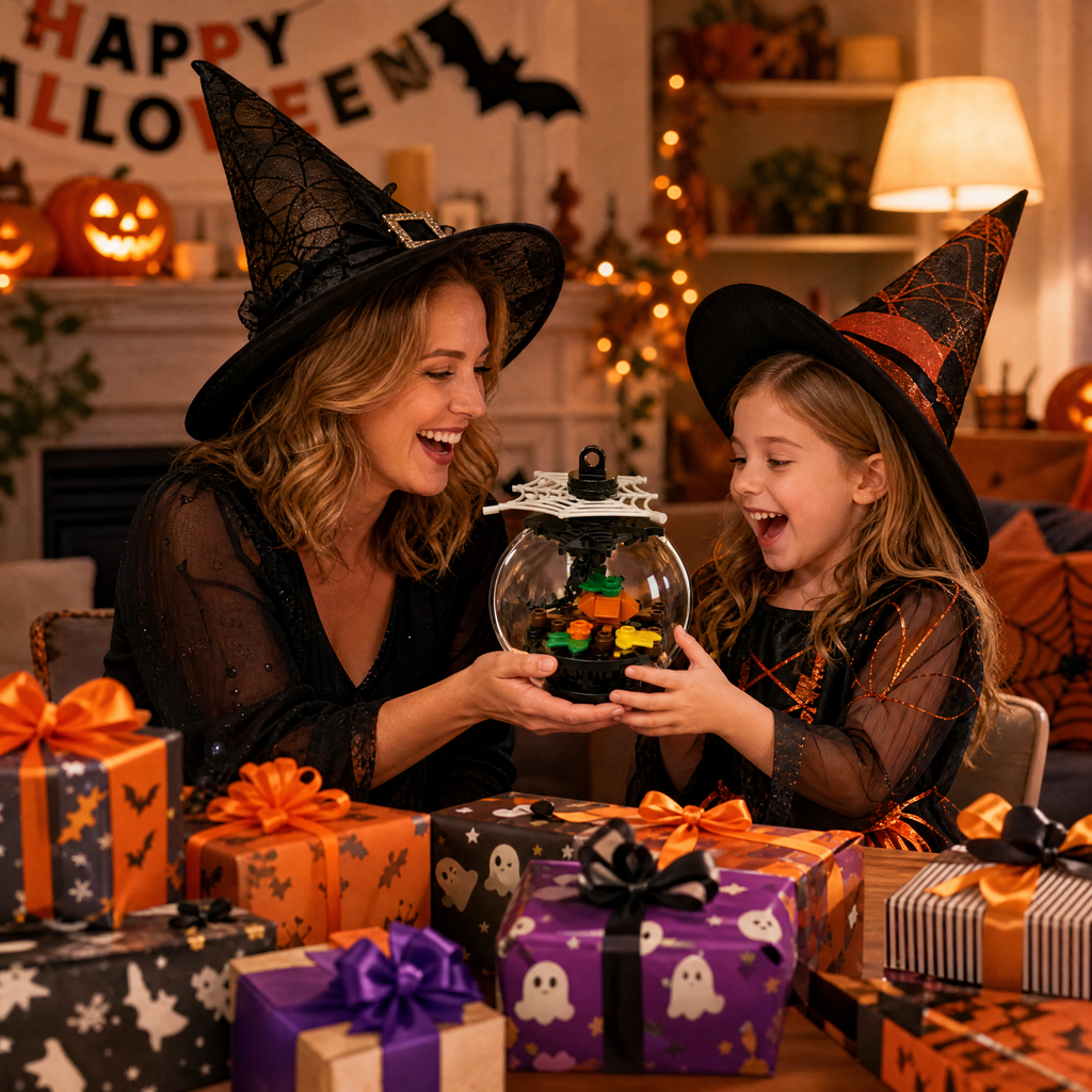 🕸️🎃 Halloween Pumpkin Spider Web Crystal Ball Brick Set ✨
