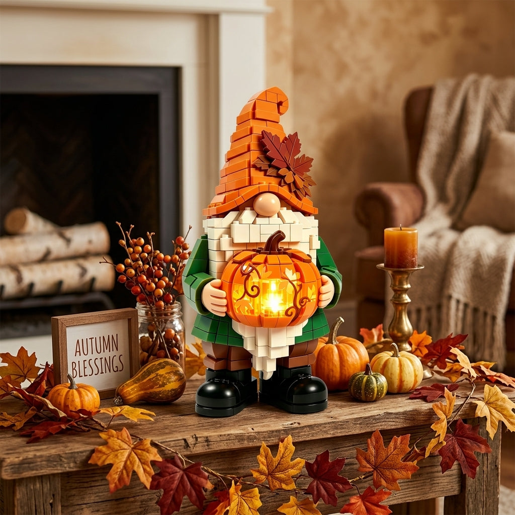 🎃Autumn Gnome & Pumpkin Lantern Building Set — It’s a Cozy Autumn Night Light