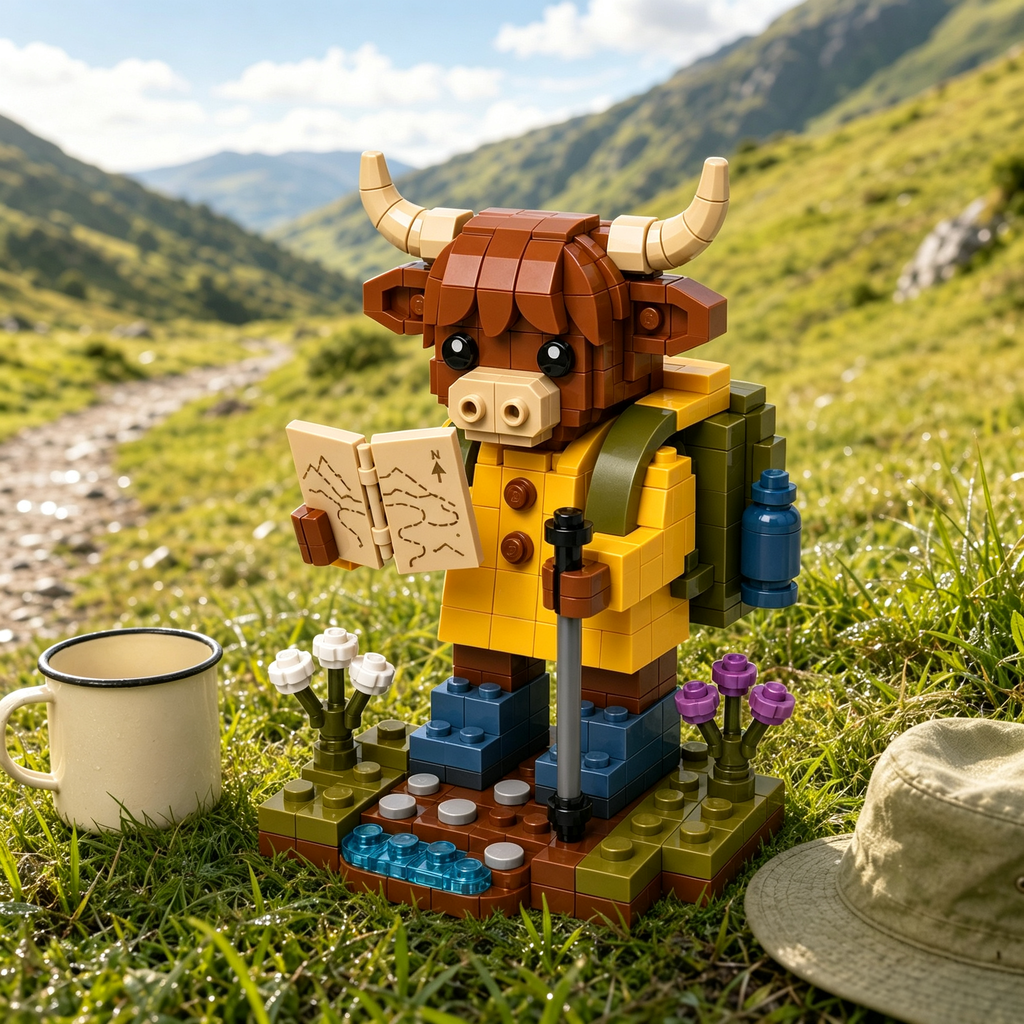 After the Rain Highland Cow Hiker Building Set ☔️