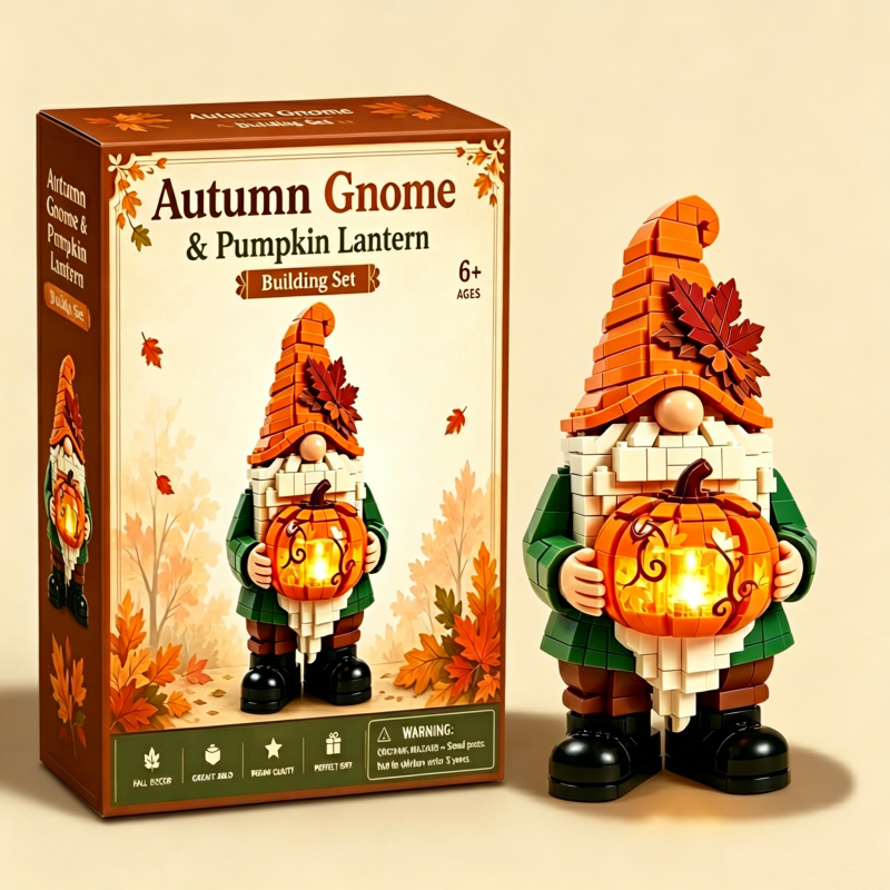 🎃Autumn Gnome & Pumpkin Lantern Building Set — It’s a Cozy Autumn Night Light