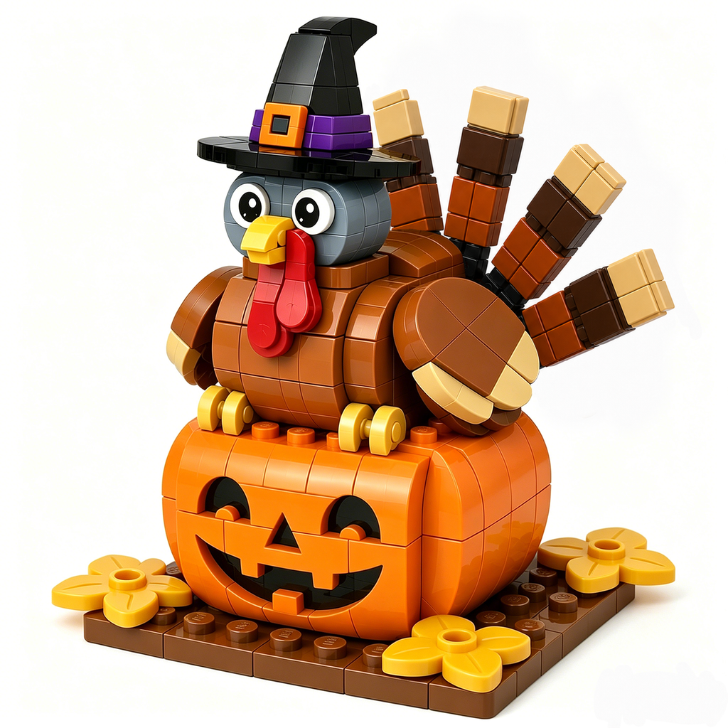 🦃🎃 Halloween Pumpkin Turkey Brick Set 🧙‍♀️✨