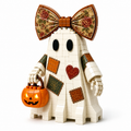 👻🎀 Collectible Country Floral Bow Ghost Brick Set With Pumpkin Pail 🎃✨