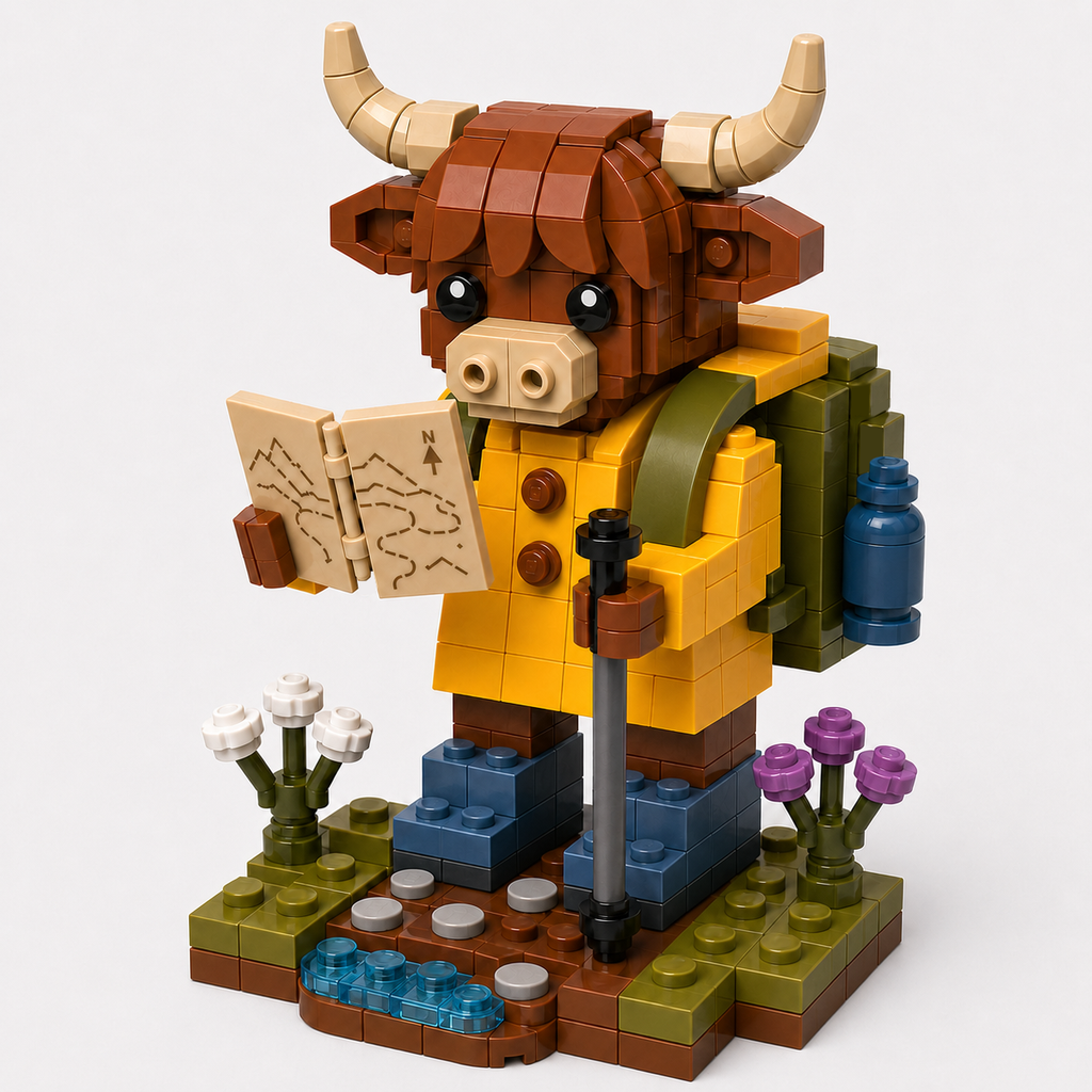 After the Rain Highland Cow Hiker Building Set ☔️