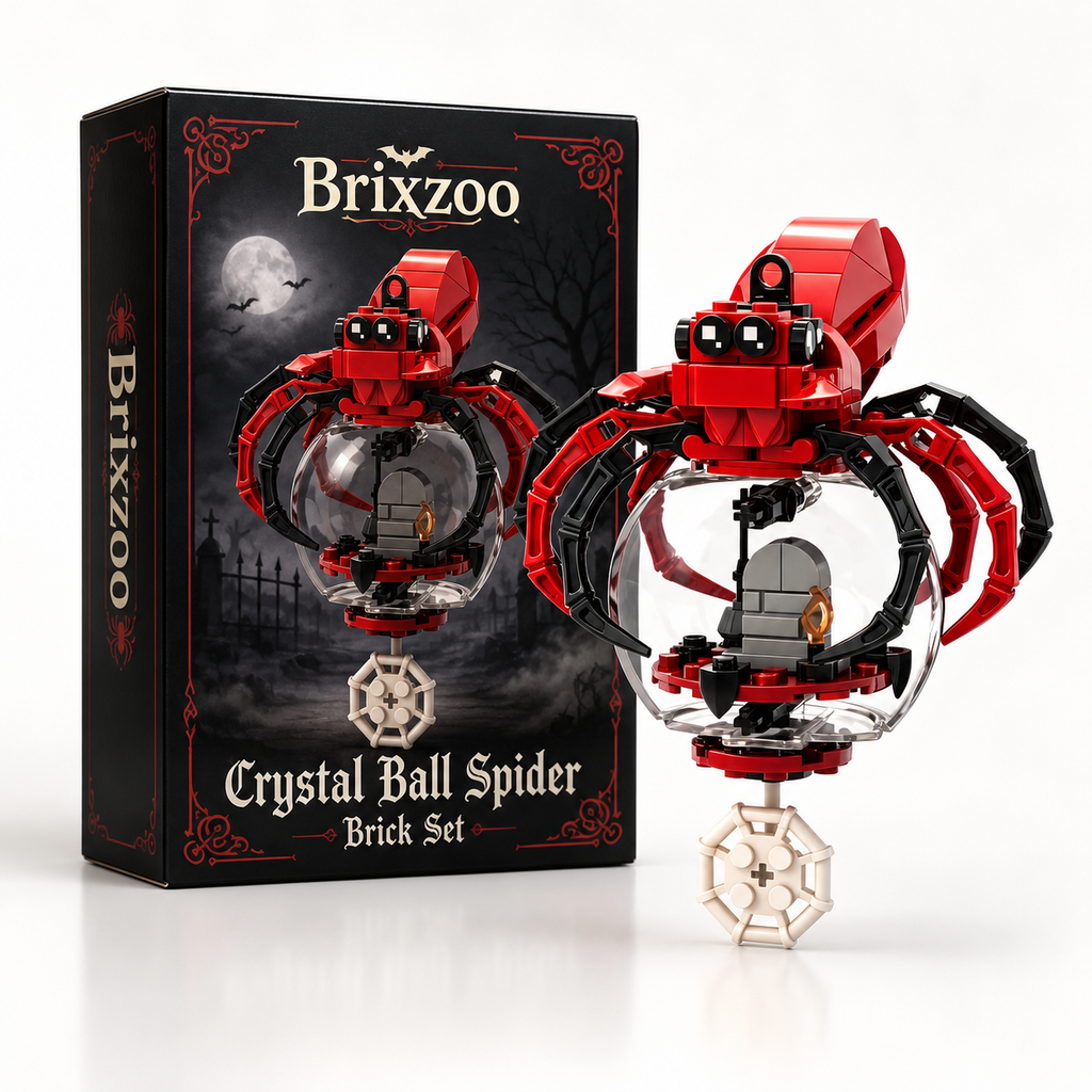 🕷️🔮 Crystal Ball Spider Brick Set 🪦✨
