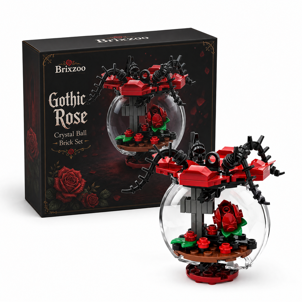 🌹🖤 Gothic Rose Crystal Ball Brick Set 🔮✨