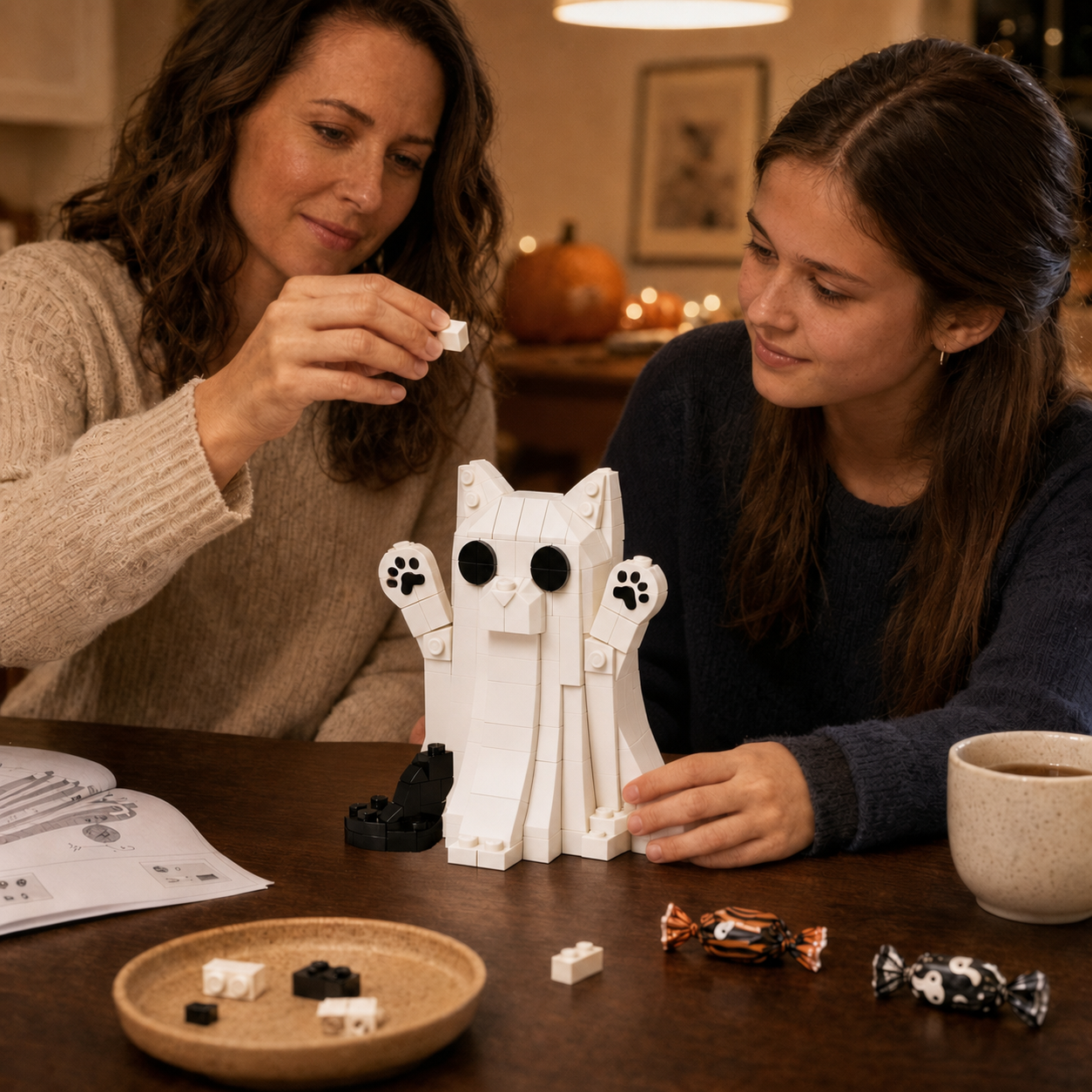 Spooky Ghost Kitty Building Block Set 👻🐈