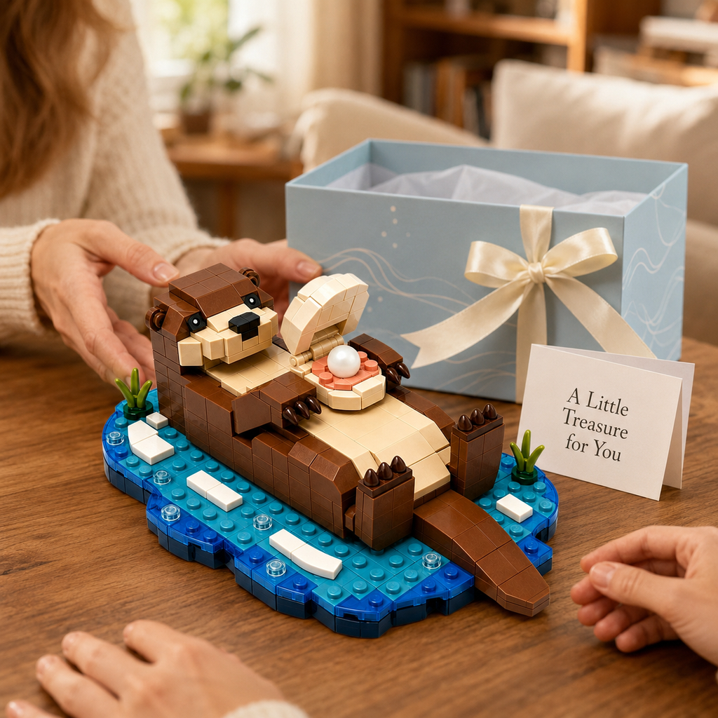 Floating Otter with Pearl Building Set 🦦🐚