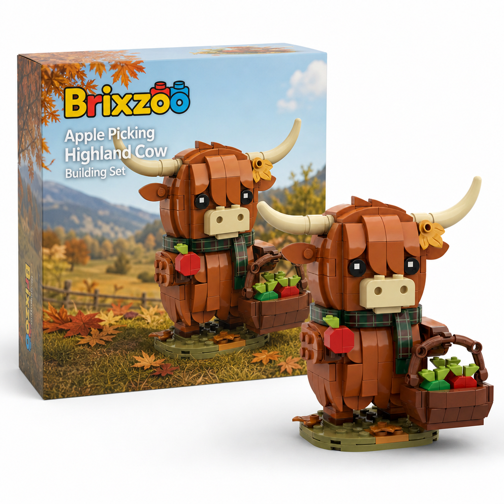 Apple Picking Highland Cow Building Set 🍎🌾