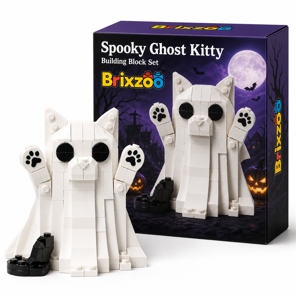 Spooky Ghost Kitty Building Block Set 👻🐈