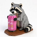 Cheers Raccoon Brick Building Set – Pink Can Display Collectible & Gift