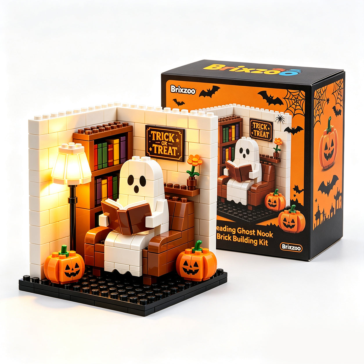 👻 Cozy Light-Up Reading Ghost Nook Brick Kit