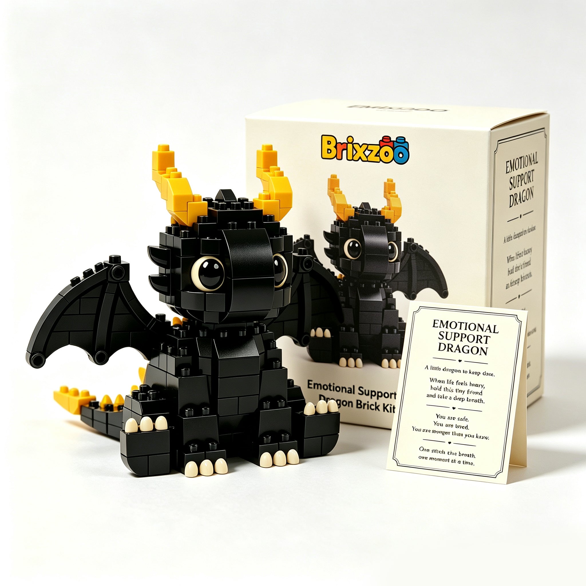 🖤 Emotional Support Dragon Brick Kit with Encouragement Card