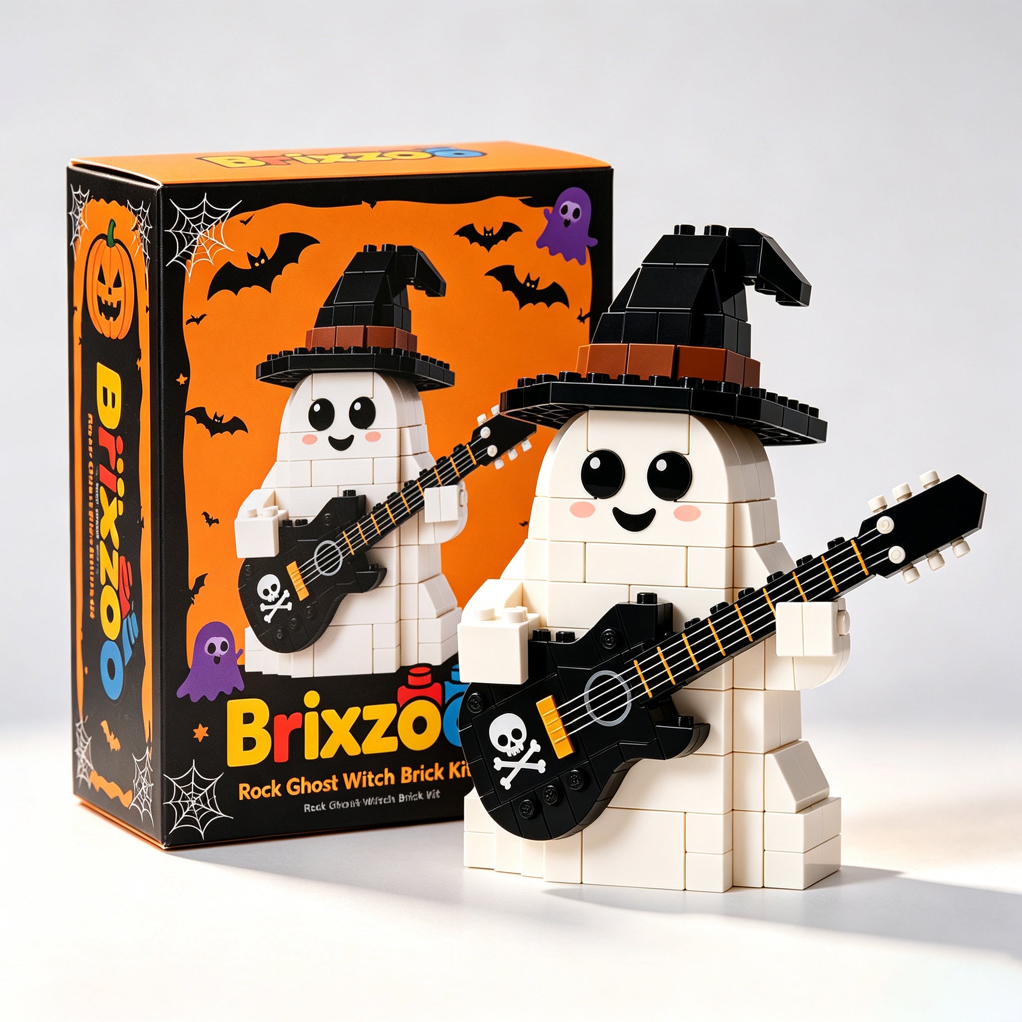 Cute Witch Ghost Building Blocks with Skull Electric Guitar