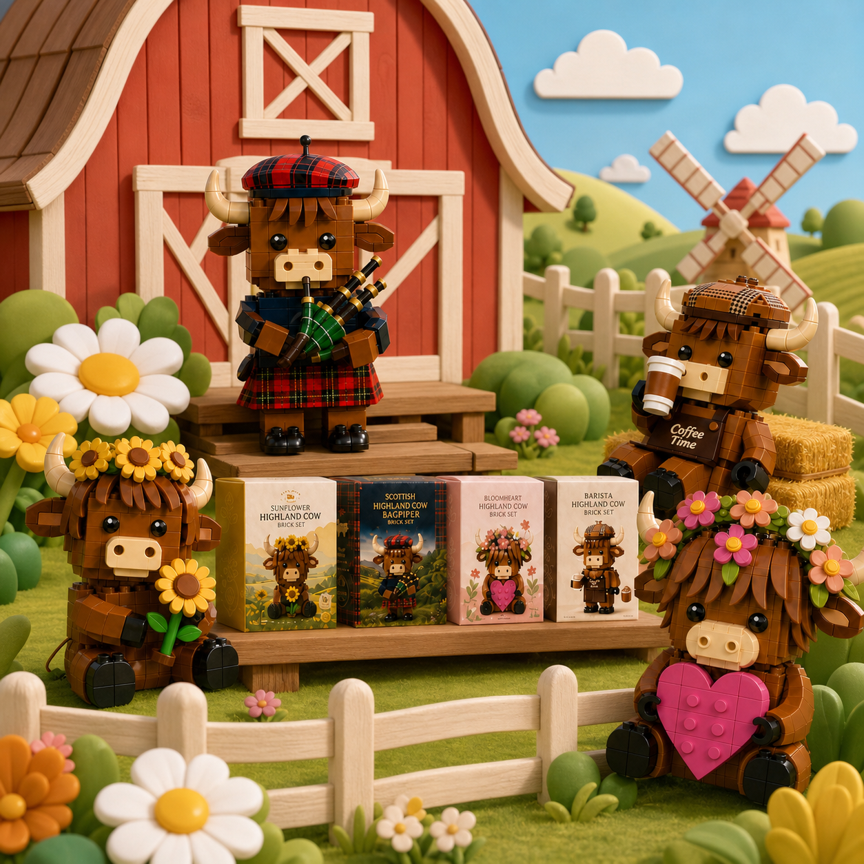 Scotland Highland Cow Brick Set Collection