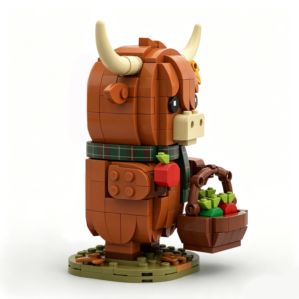 Apple Picking Highland Cow Building Set 🍎🌾