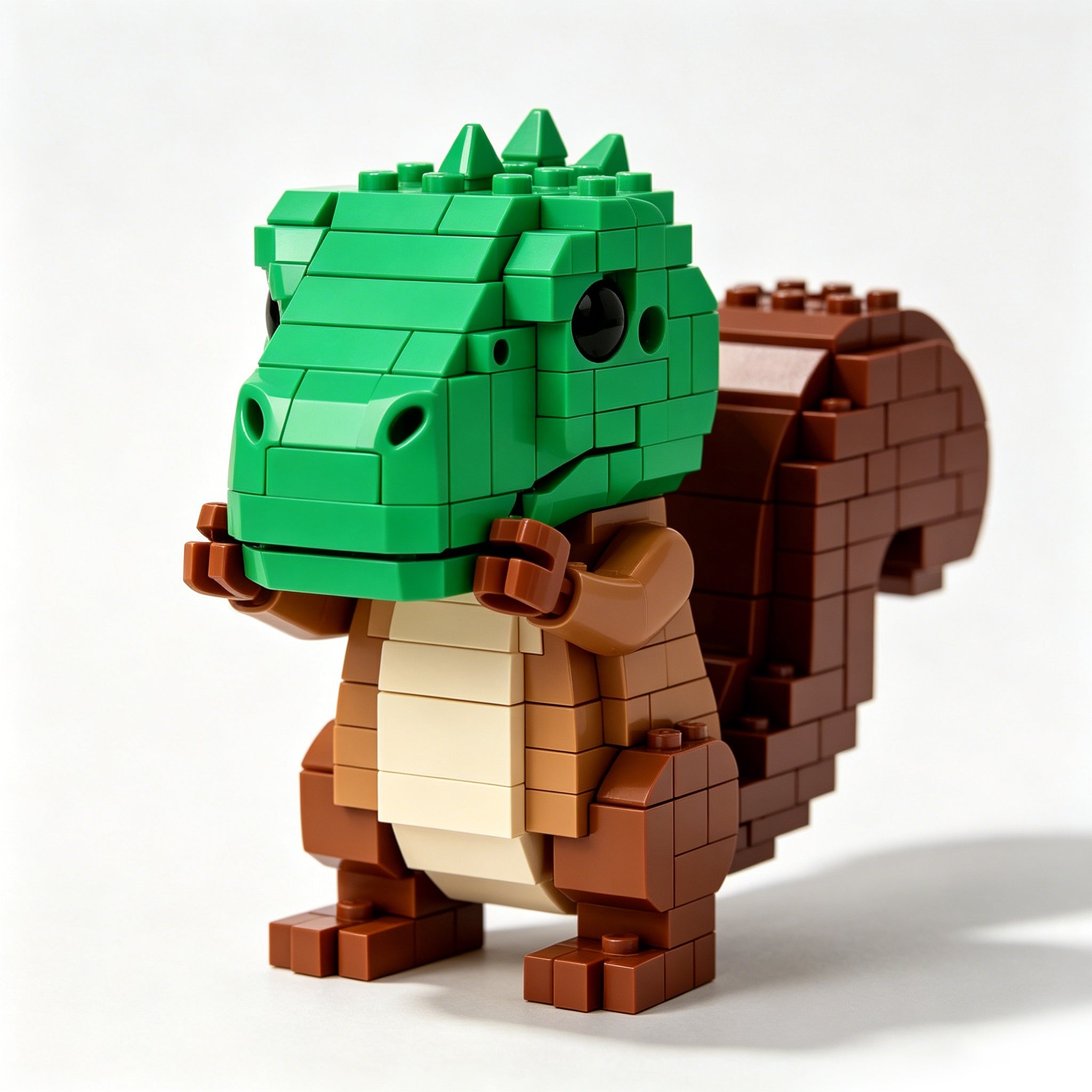 Cute Dinosaur Squirrel Hybrid Building Blocks | Whimsical Woodland Desk Decor
