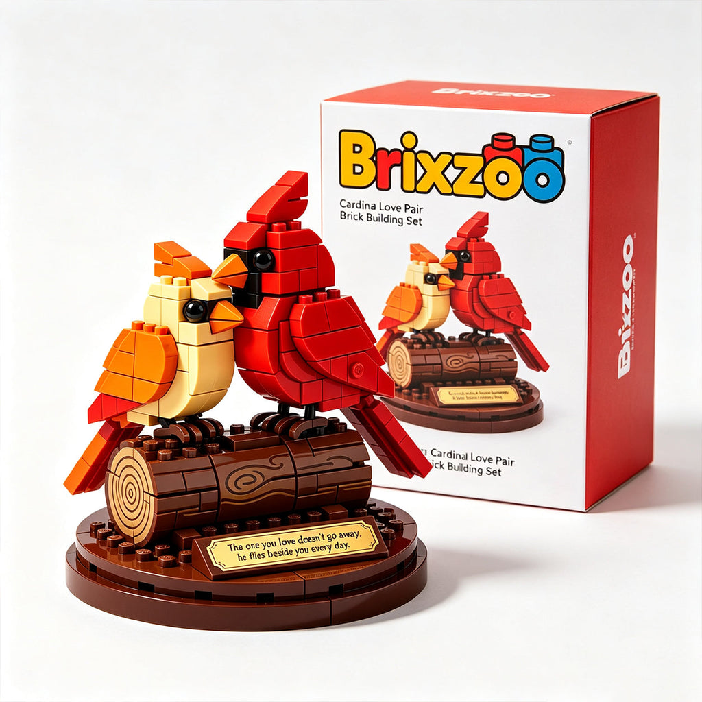 🐦 Cardinal Love Pair Brick Building Kit