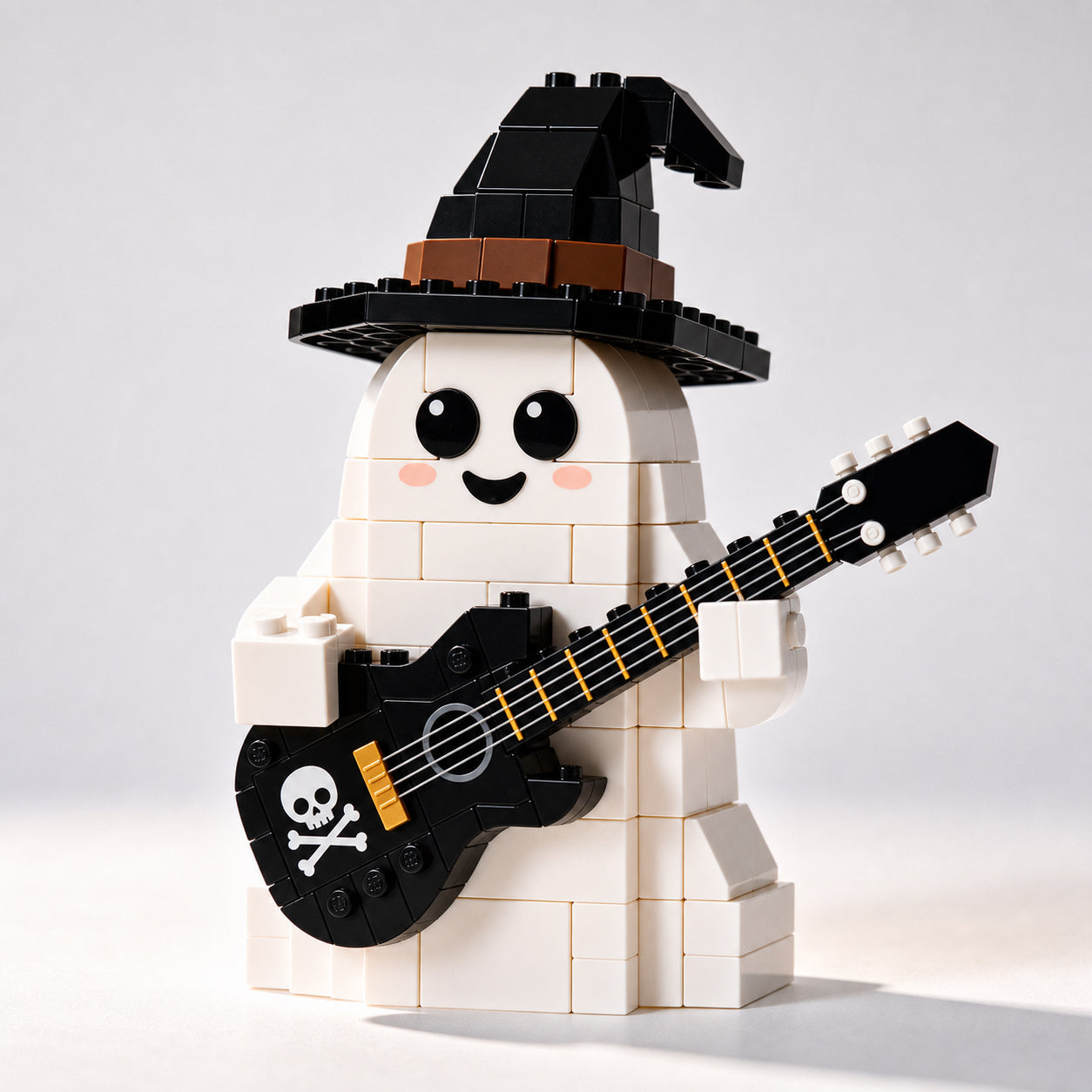 Cute Witch Ghost Building Blocks with Skull Electric Guitar