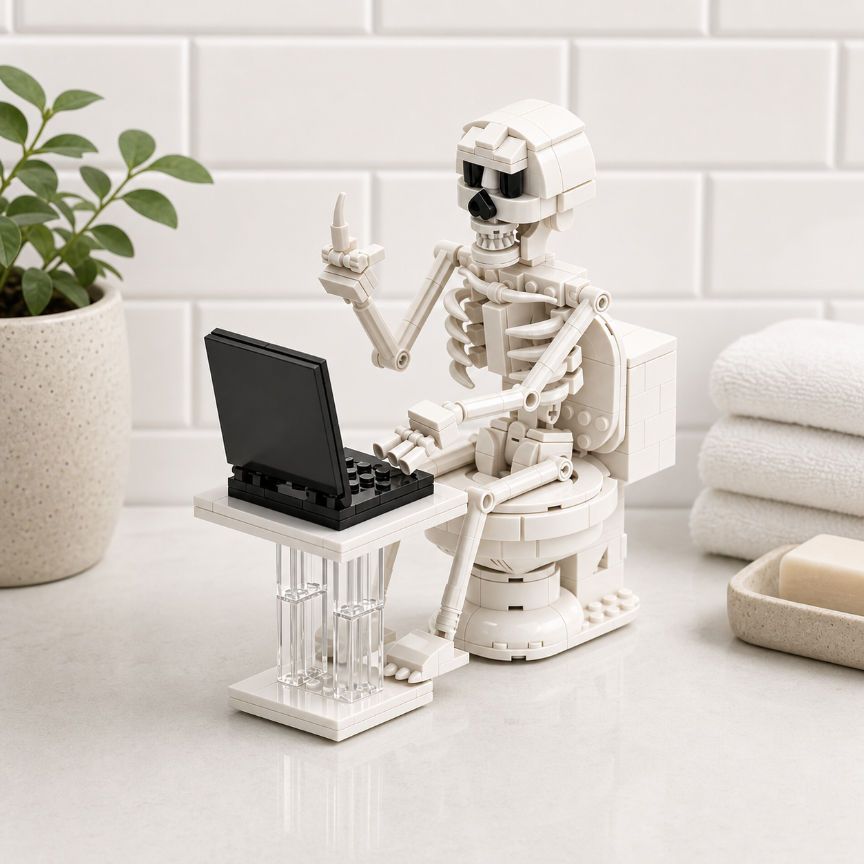 Bathroom Break Skeleton Building Block Set