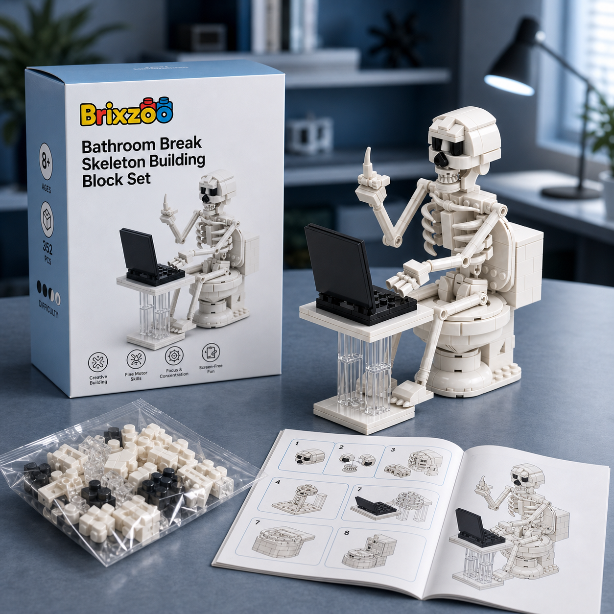Bathroom Break Skeleton Building Block Set