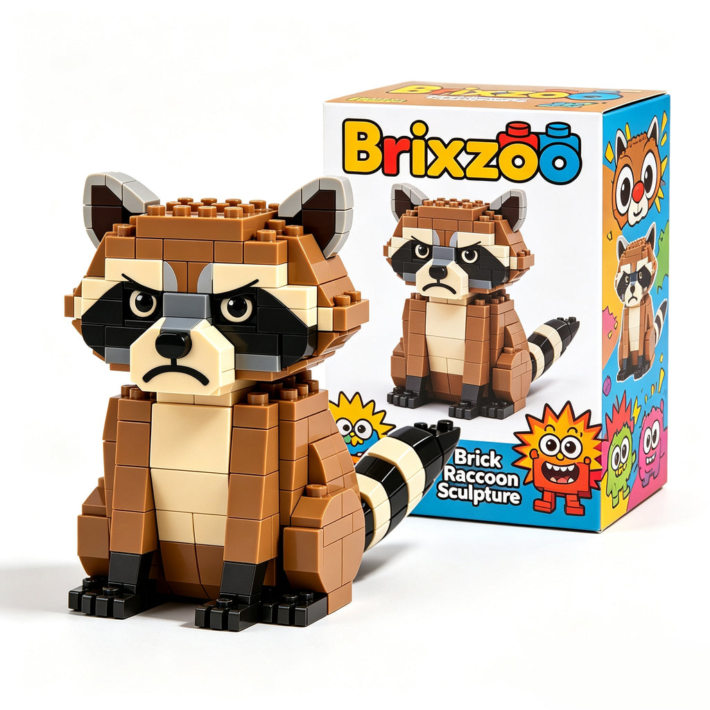🦝 Grumpy Raccoon Brick Building Kit, Multi-Scene Decor – Perfect Family DIY Craft, Birthday Gift for Friends & Parents, Farmhouse Cabin Tabletop Ornament