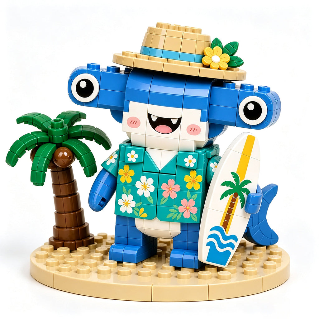 🦈 Tropical Surf Hammerhead Shark Brick Building Kit