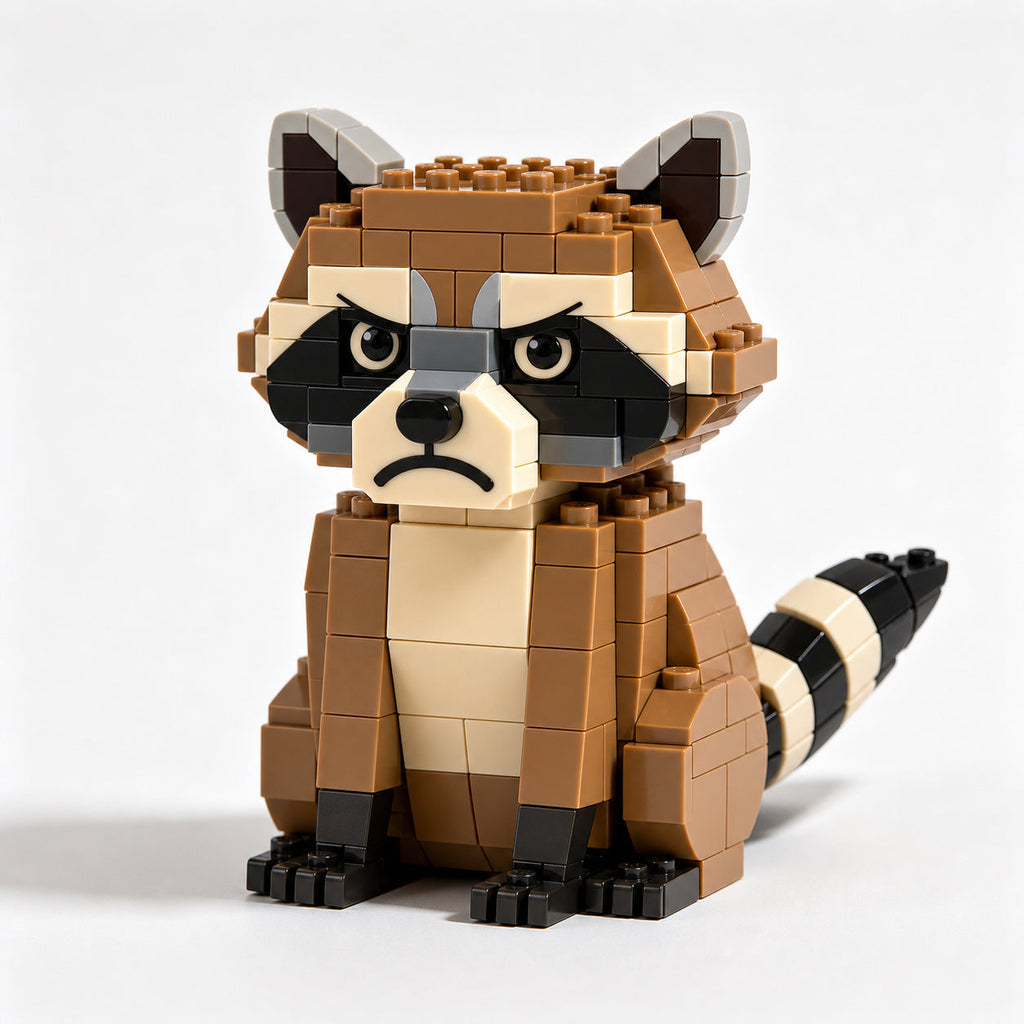 🦝 Grumpy Raccoon Brick Building Kit, Multi-Scene Decor – Perfect Family DIY Craft, Birthday Gift for Friends & Parents, Farmhouse Cabin Tabletop Ornament
