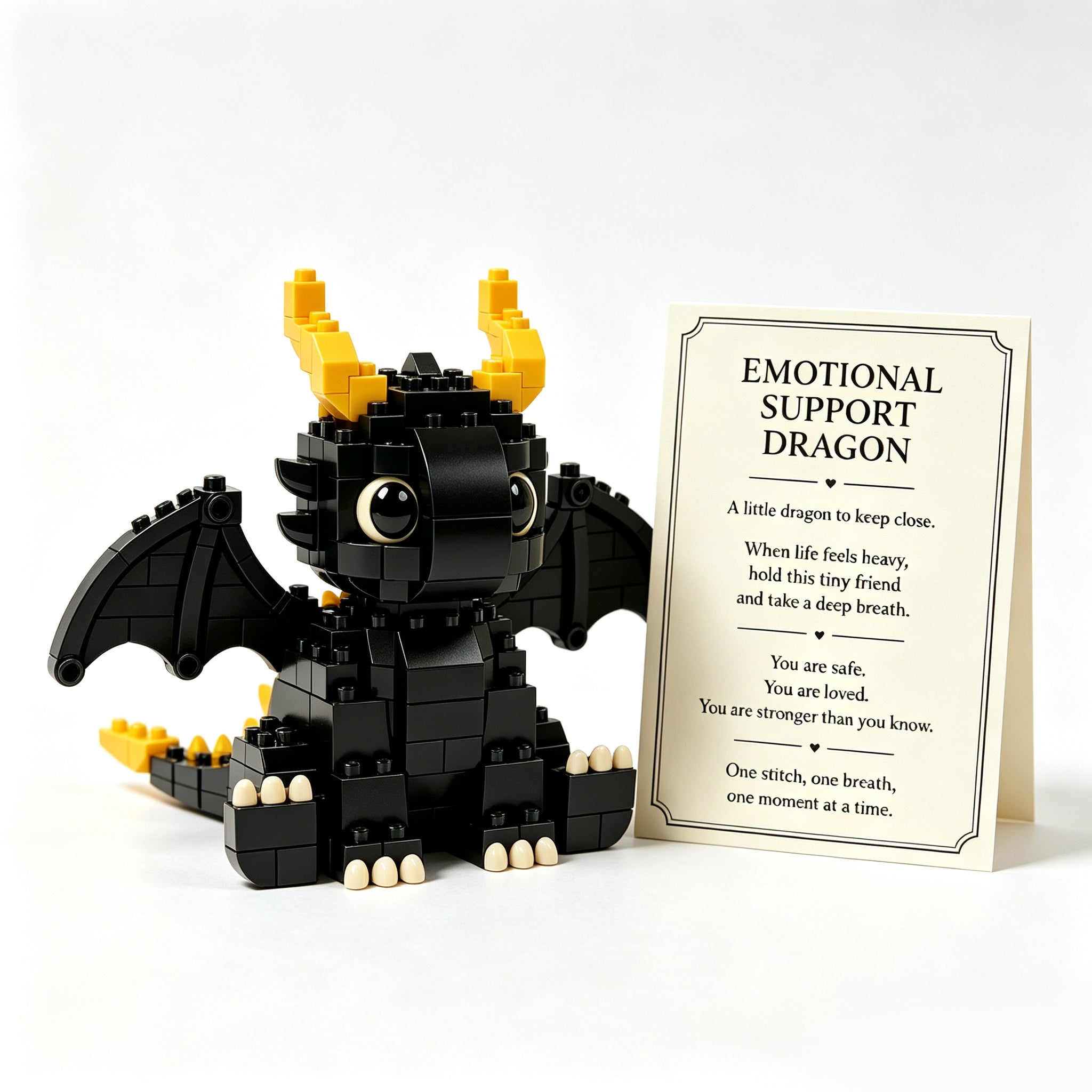 🖤 Emotional Support Dragon Brick Kit with Encouragement Card