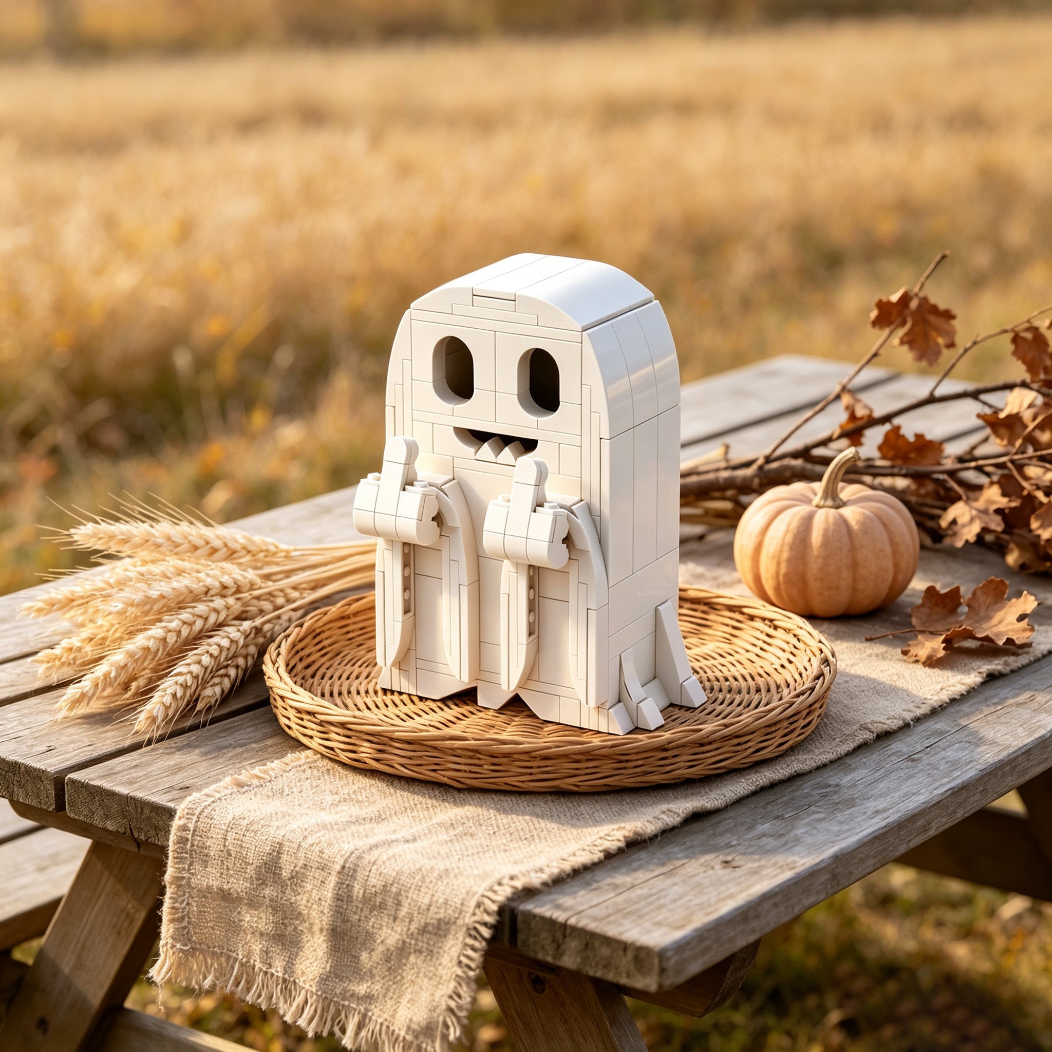 👻 Minimal White Ghost Brick Building Kit