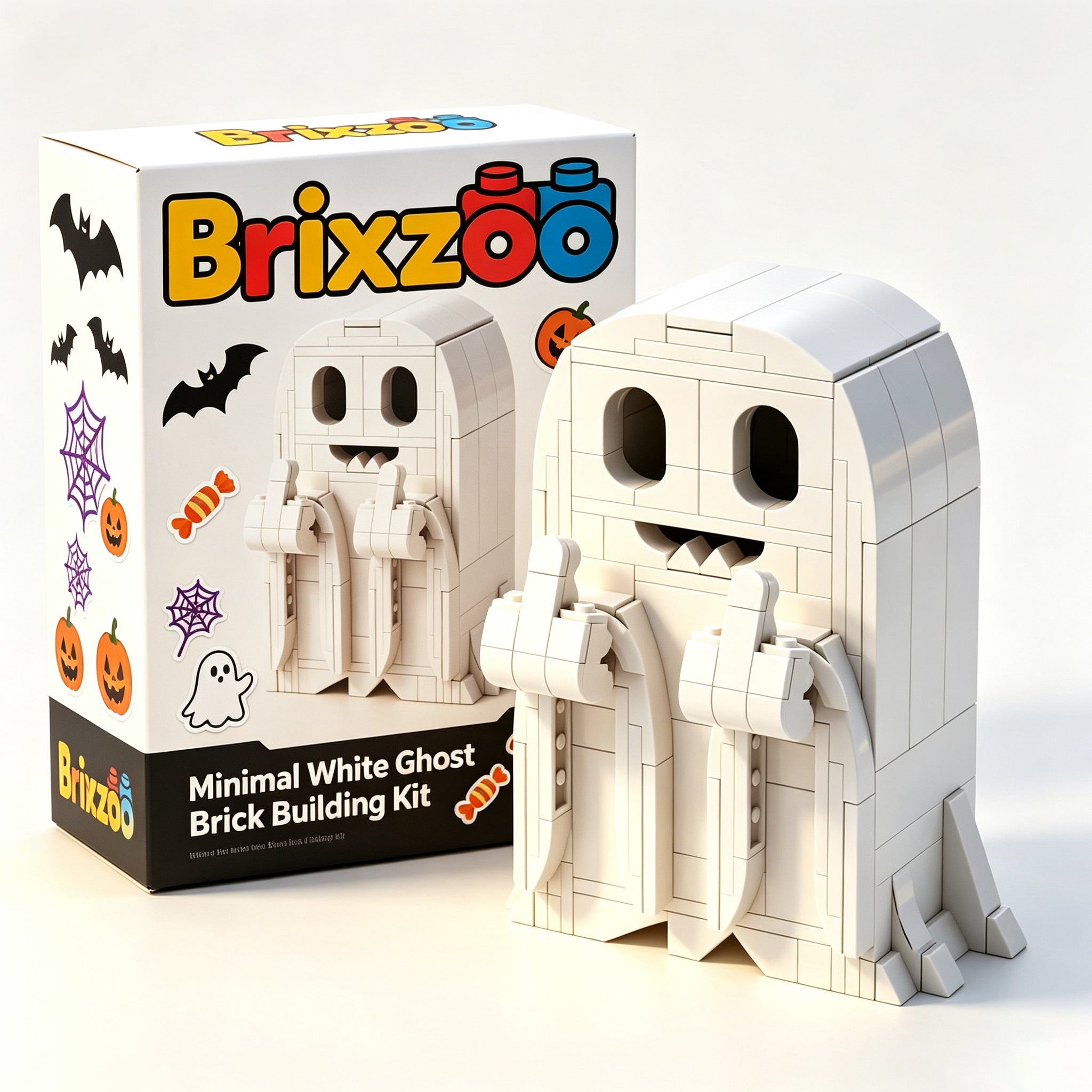 👻 Minimal White Ghost Brick Building Kit